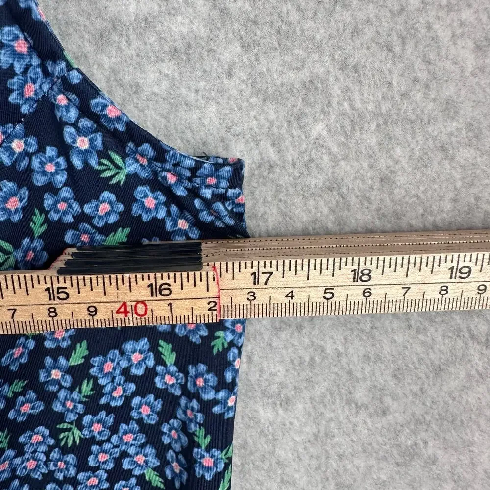 Bad Birdie Sleeveless Collared Shirt Size S Navy Floral Tennis Pickleball Golf - Picture 6 of 7